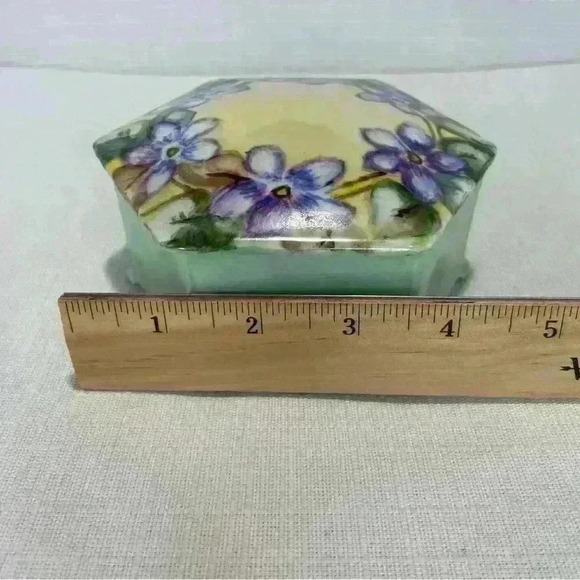 MZ Austria Hand Painted Footed Hexagon Trinket Box - Picture 12 of 13